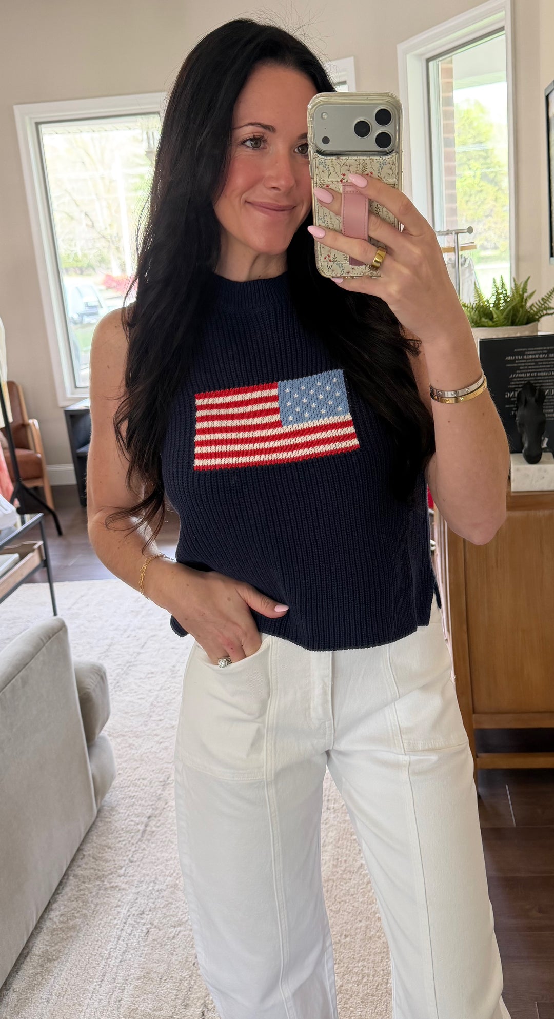 Flag Knitted Sleeveless Sweater