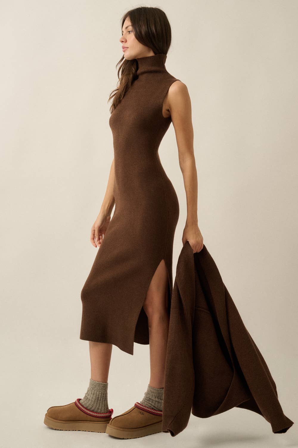 Aria Ribbed Sleeveless Midi Sweater Dress