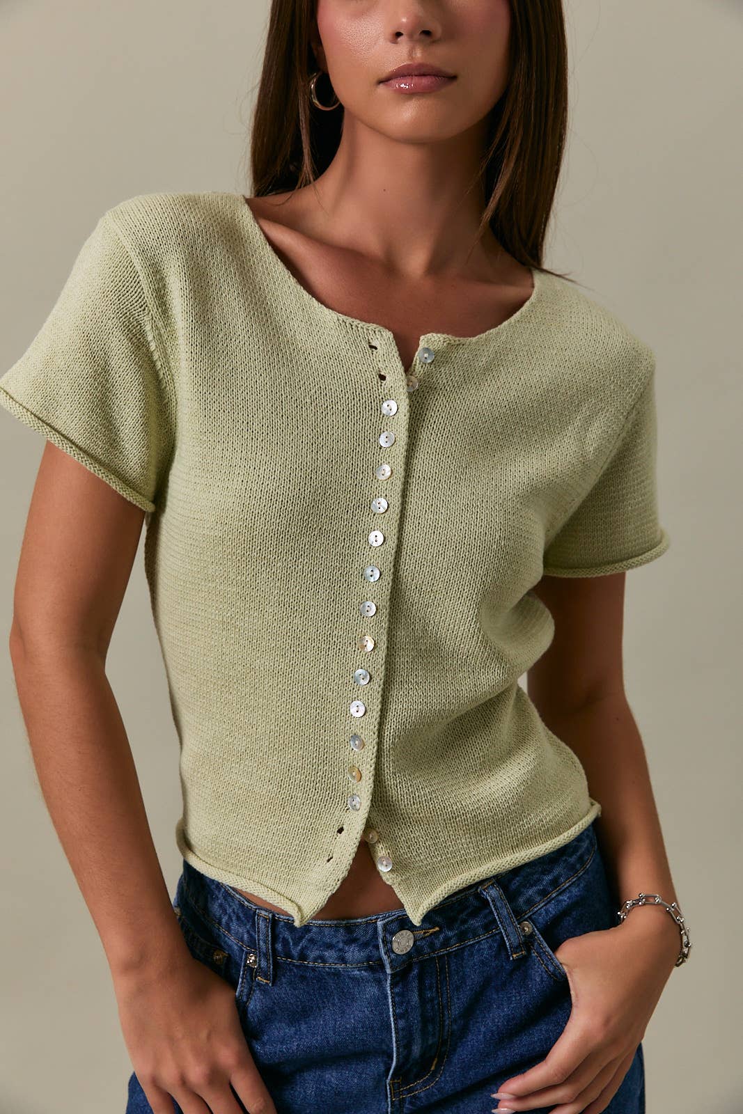 Emery Button Down Sweater Top