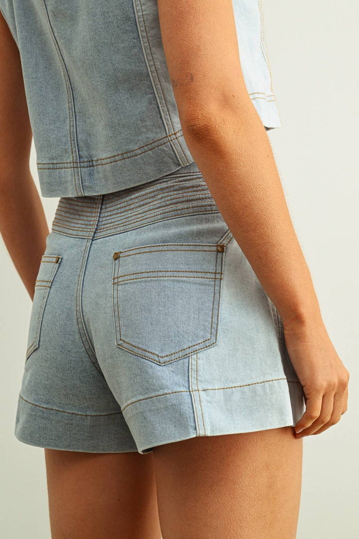 Patchwork Denim Shorts