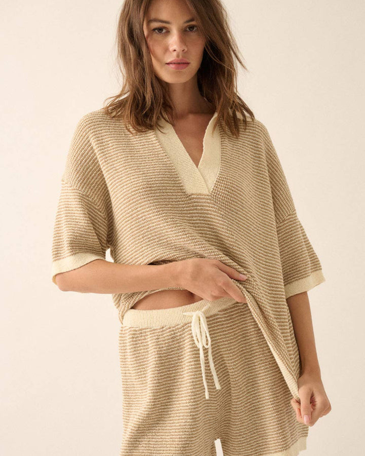 Francesca Striped Knit Sweater Shorts