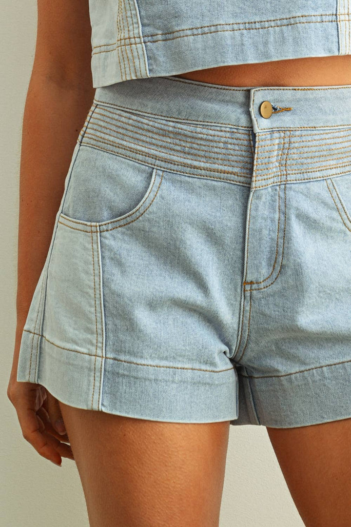 Patchwork Denim Shorts