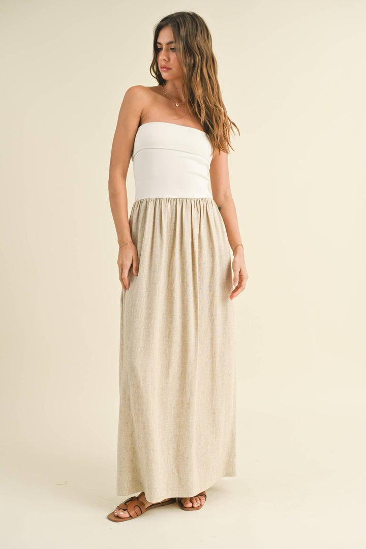 Serena Linen Combo Dress
