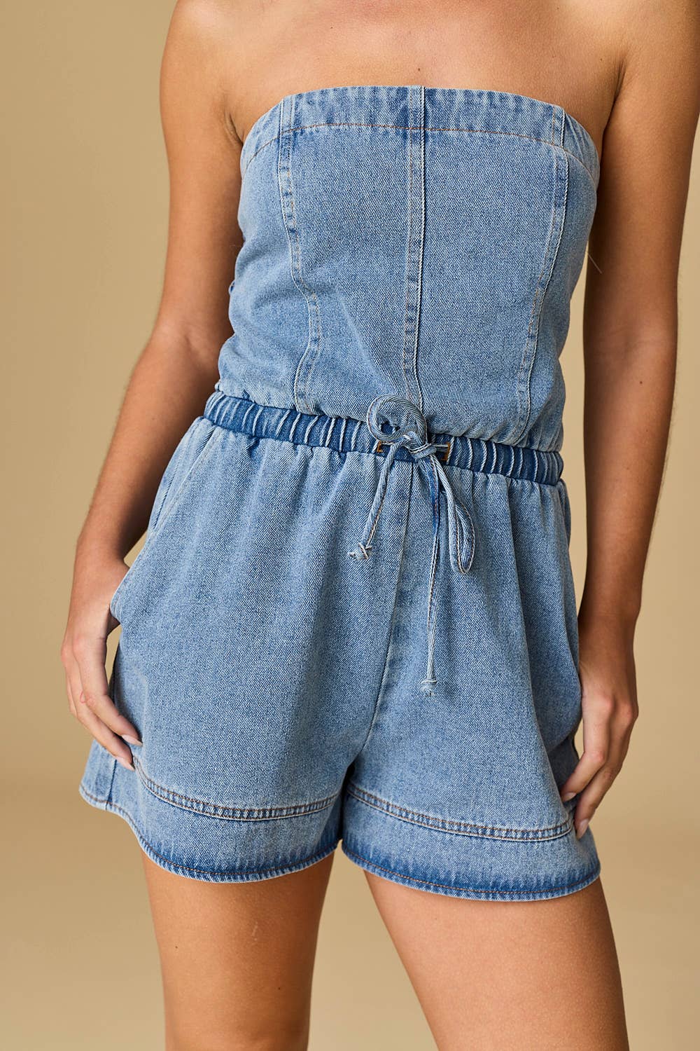 Emila Denim Strapless Romper