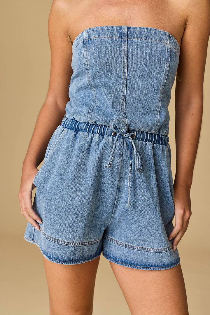 Emila Denim Strapless Romper