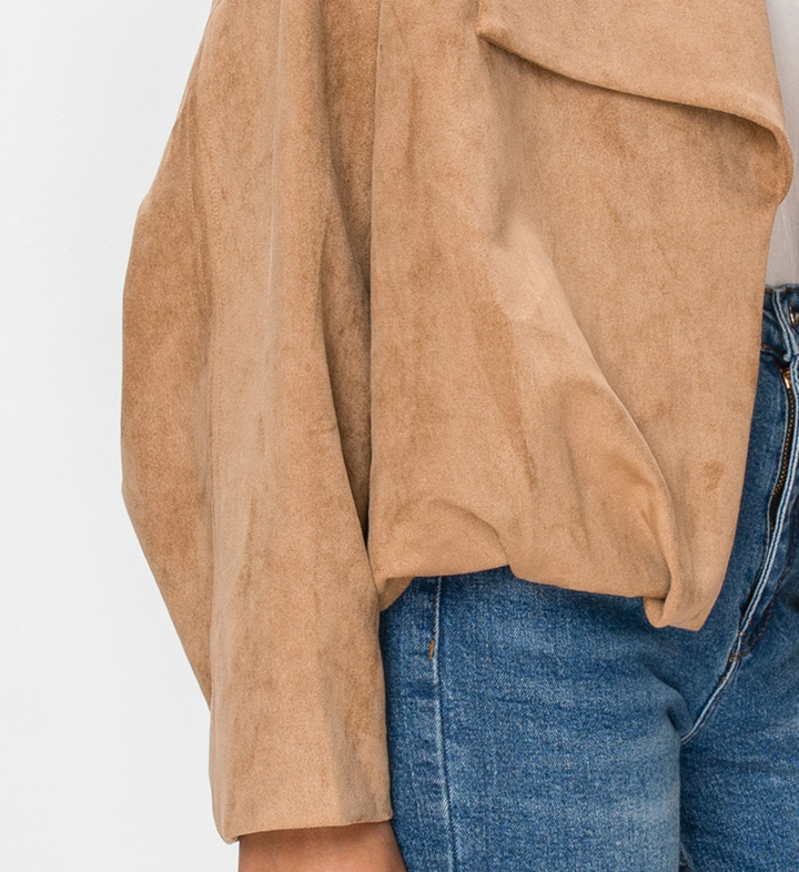 Collins Balloon Hem Suede Open Jacket
