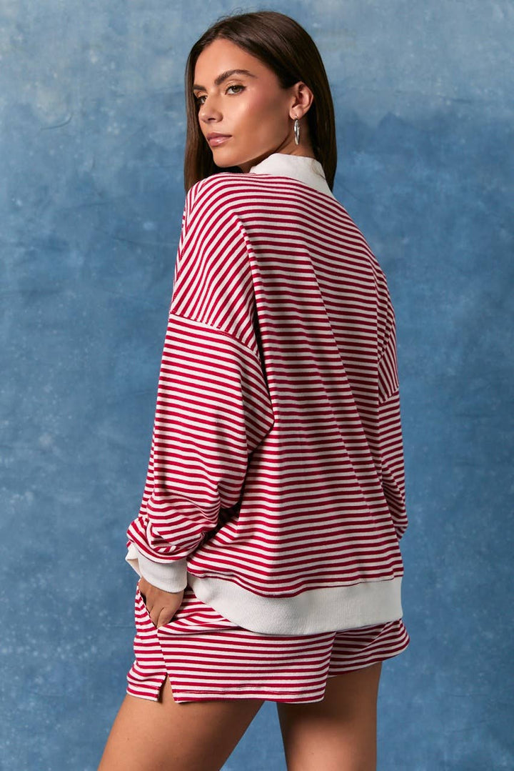 USA Stripe Mock Neck Set