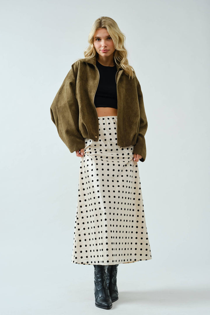 Camilla Satin Dot Midi Skirt