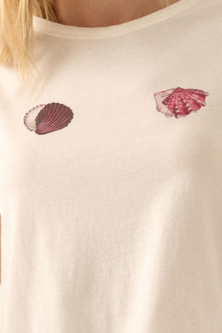 Seashell Vintage Wash Cropped Graphic Tee