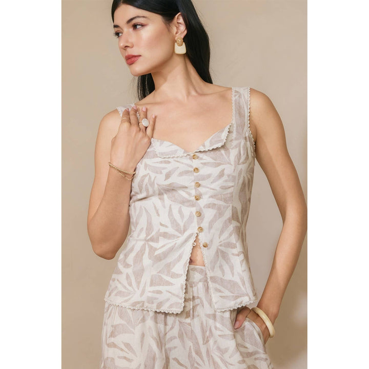 Driftwood Dreams Lace Trim Folder Over Tank Top
