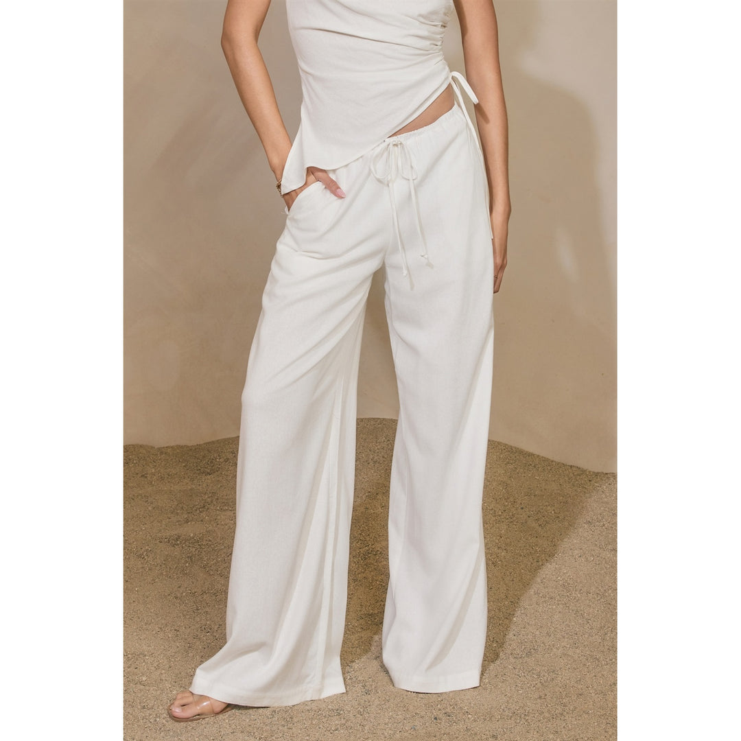 Linen Wide Leg Pull On Pants