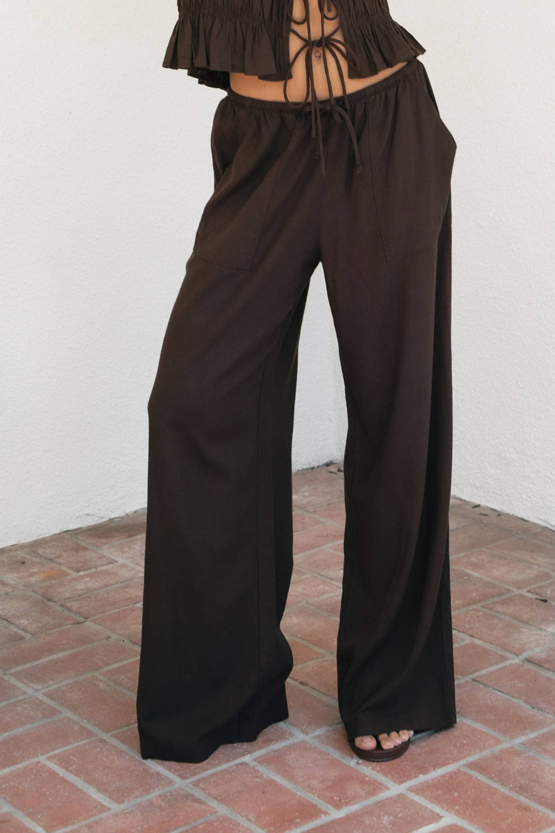 Solstice Linen Drawstring Wide Leg Pants