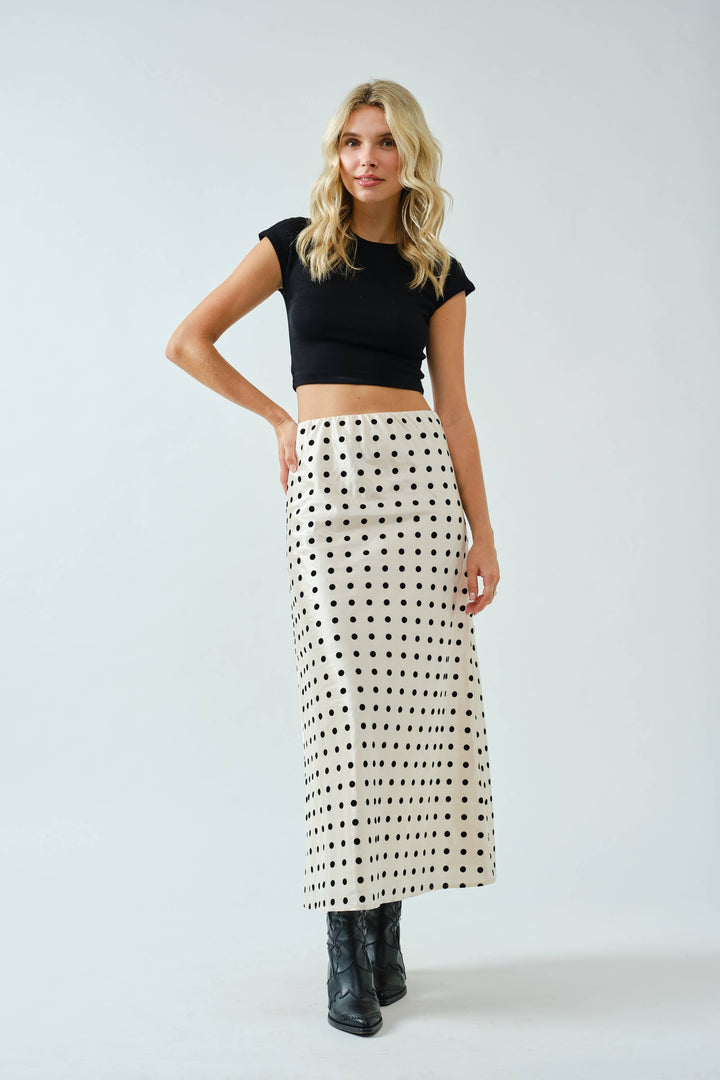 Camilla Satin Dot Midi Skirt