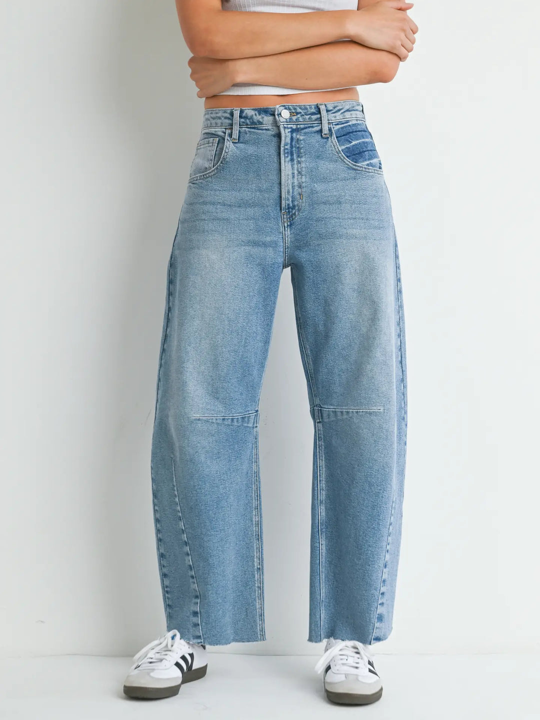 Just Black Denim Barrel Jean With Seams
