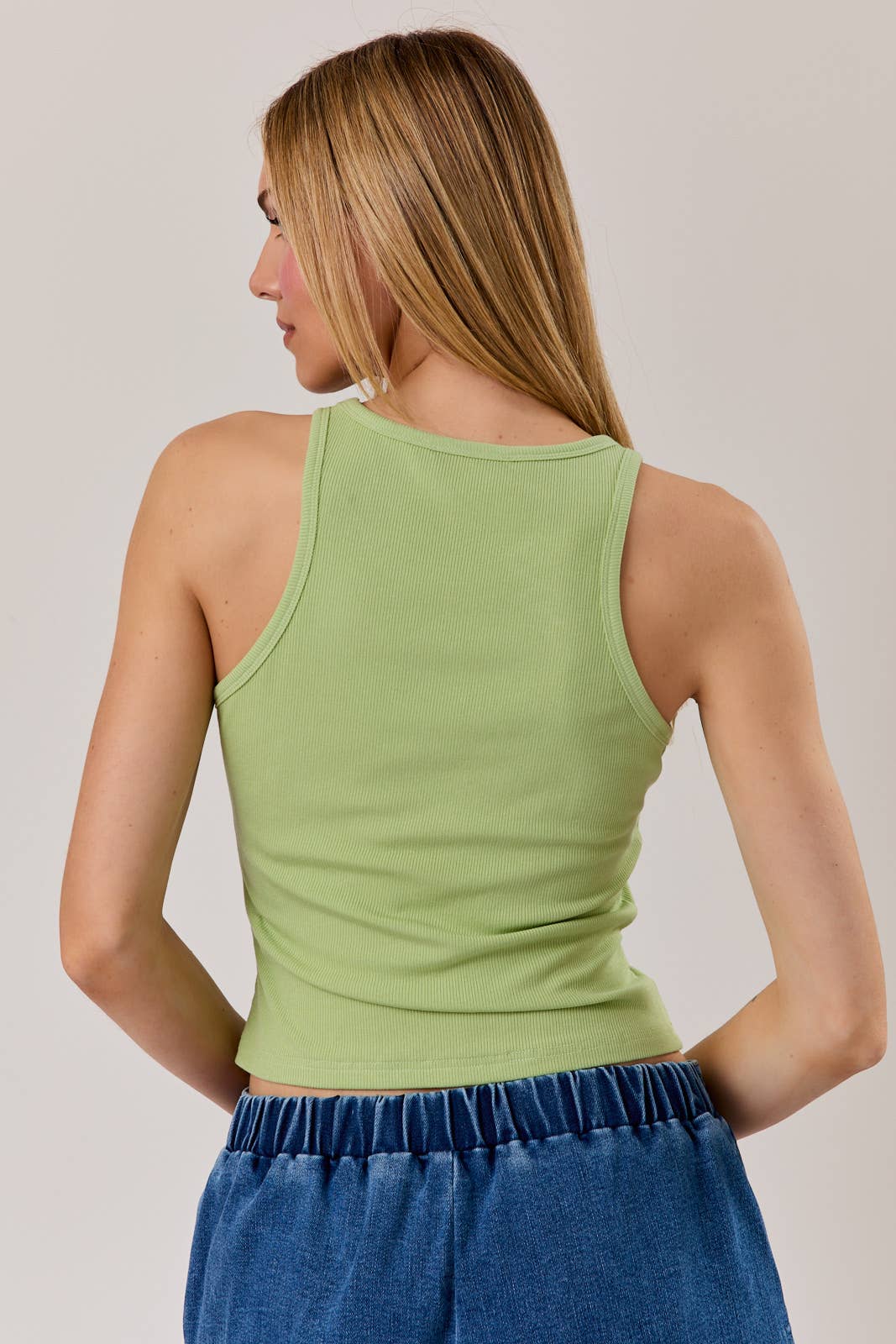 Lime Twist Ribbed Tank Top
