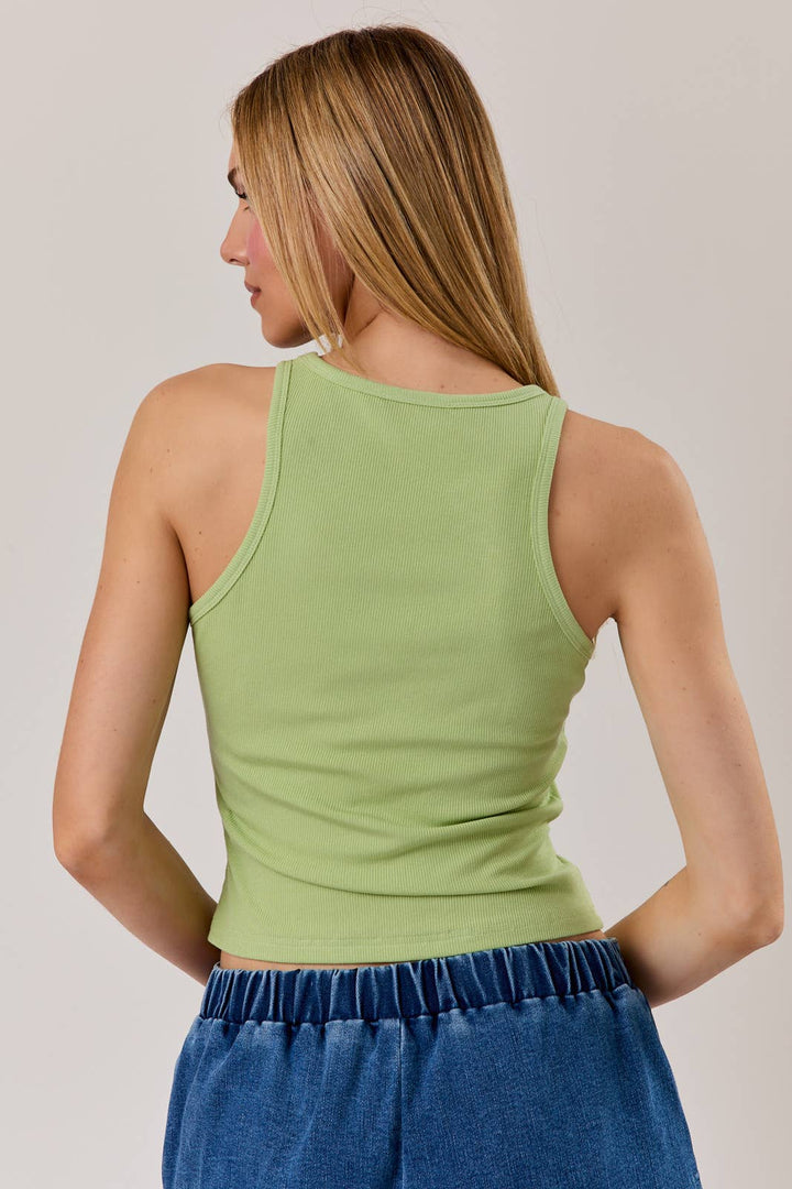 Lime Twist Ribbed Tank Top
