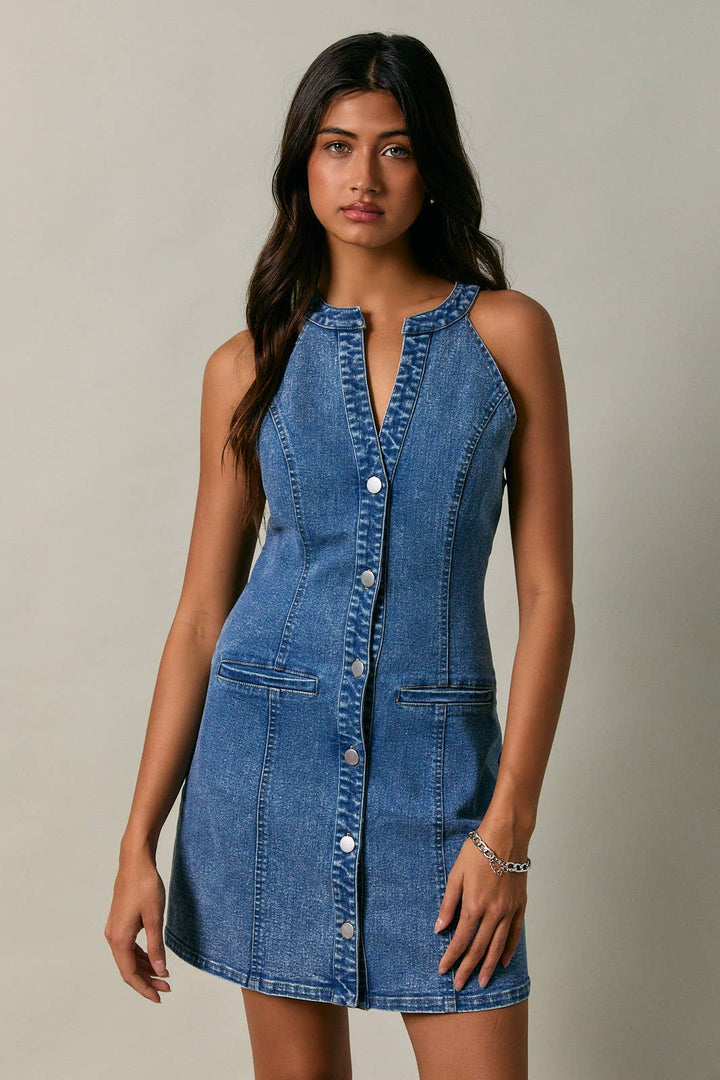 Saylor Halter Beck Denim Mini Dress