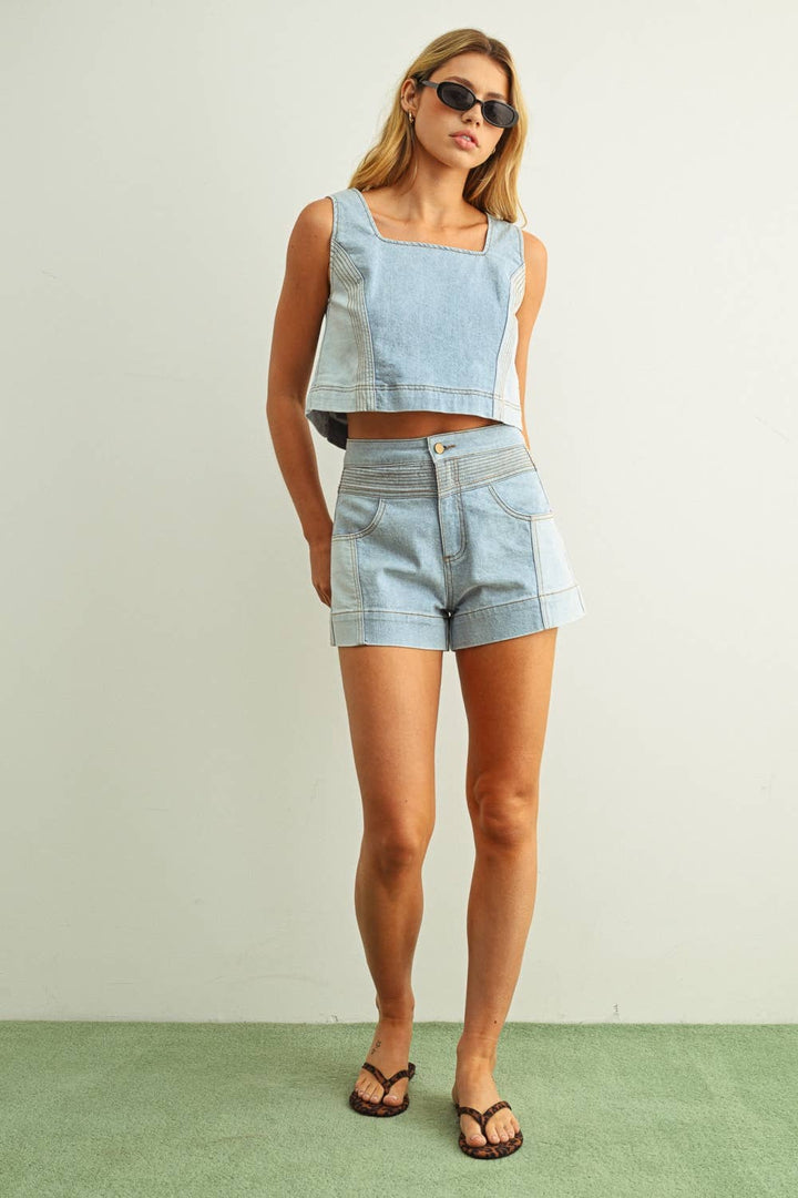 Patchwork Denim Tank