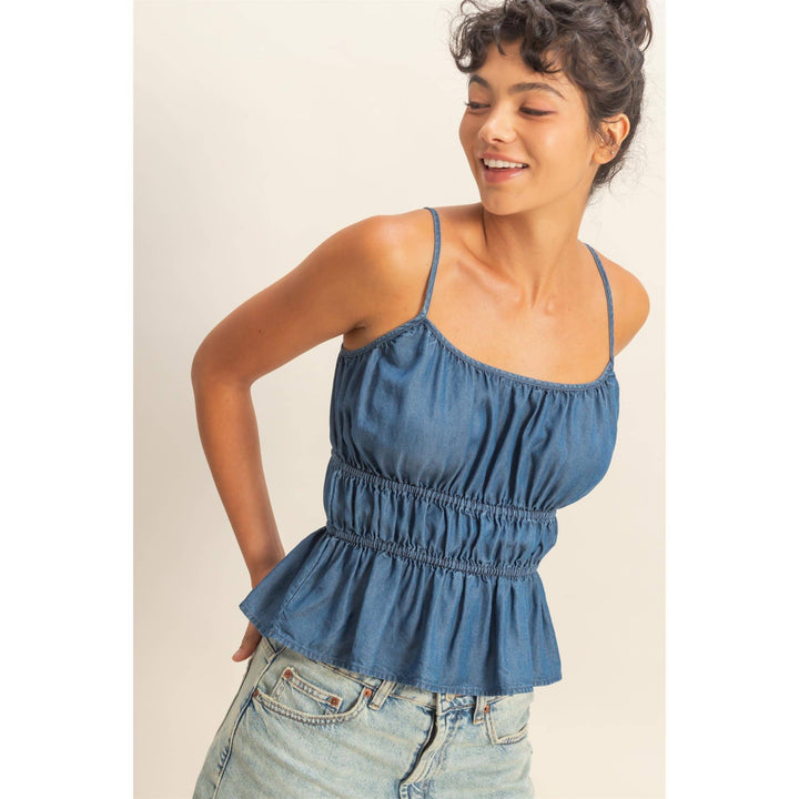 Willow Cinched Waist Peplum Top