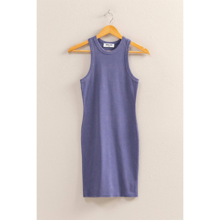 Luca Acid Washed Ribbed Mini Dress