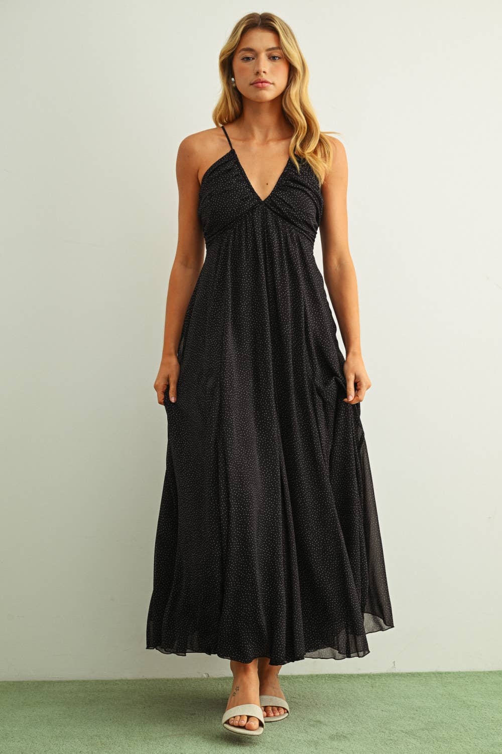 Midnight Muse Polka Dot Maxi Dress