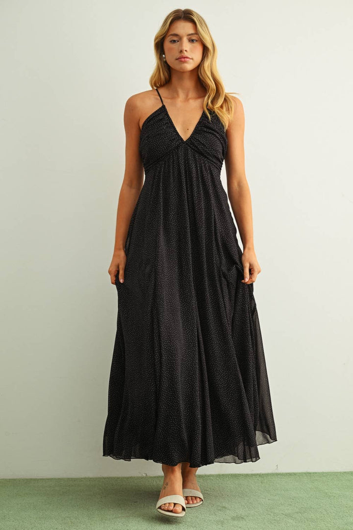 Midnight Muse Polka Dot Maxi Dress