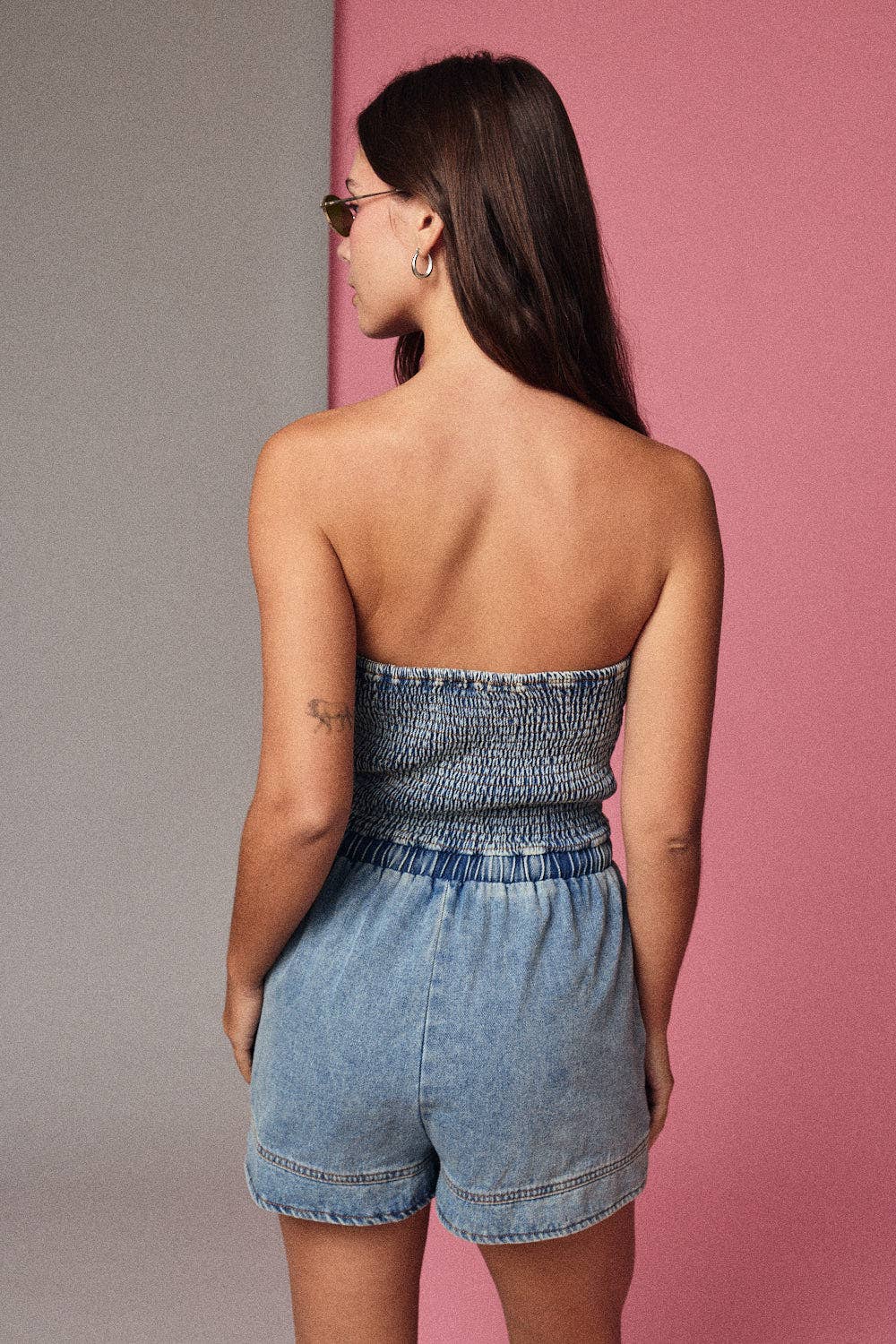 Emila Denim Strapless Romper