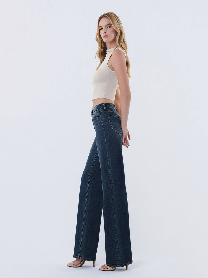 Flying Monkey Mid Rise Full Length Wide Leg Jean