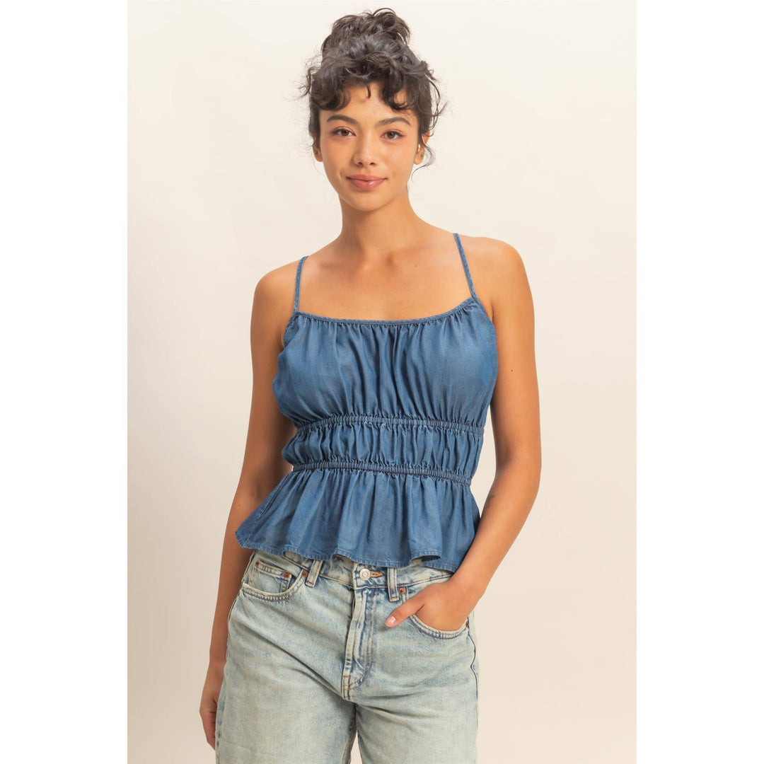Willow Cinched Waist Peplum Top