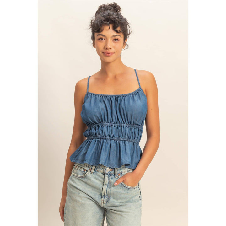 Willow Cinched Waist Peplum Top