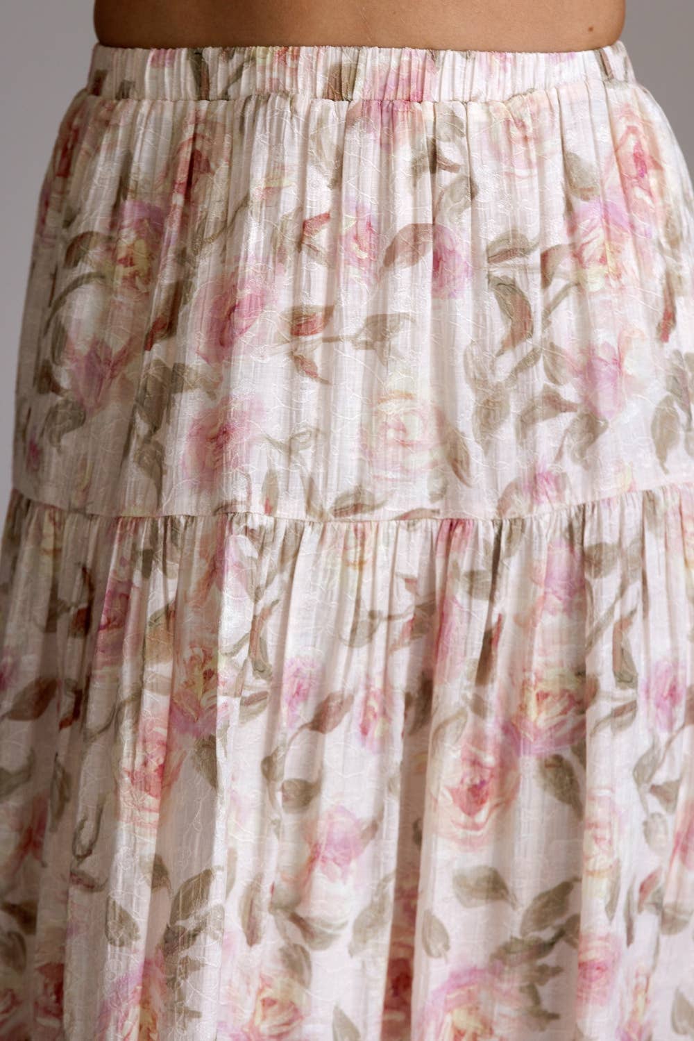 Alora Floral Tired Midi Skirt