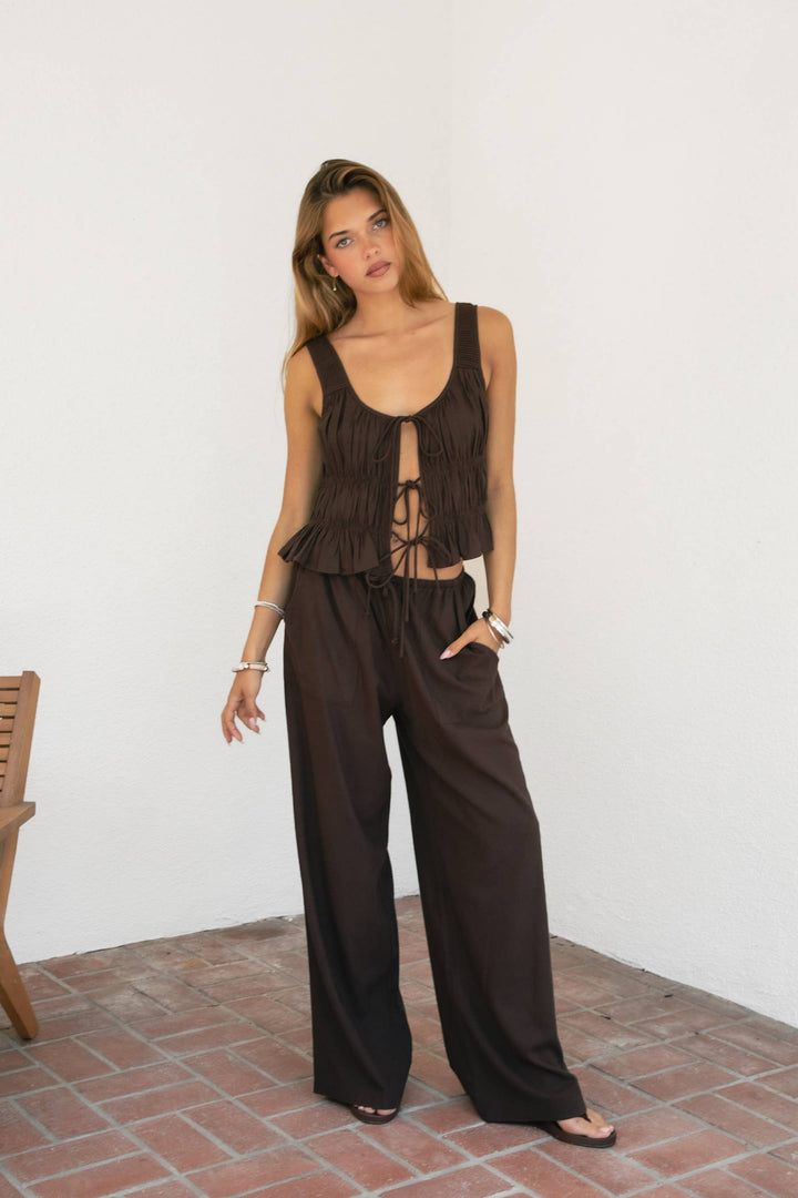 Solstice Linen Drawstring Wide Leg Pants