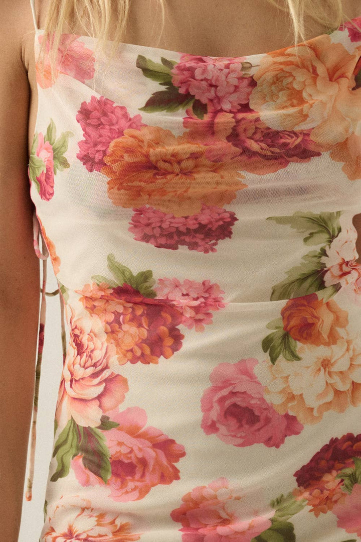 Liv Floral Mesh Low-Back Maxi Dress
