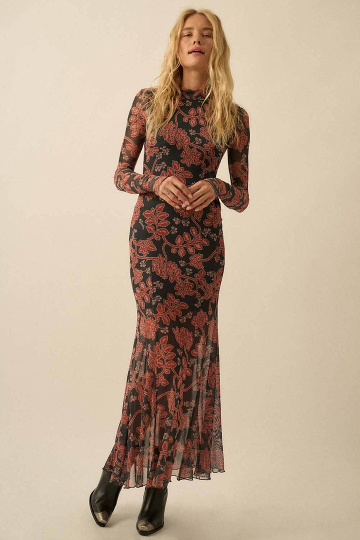 Fiore Mock-Neck Maxi Dress