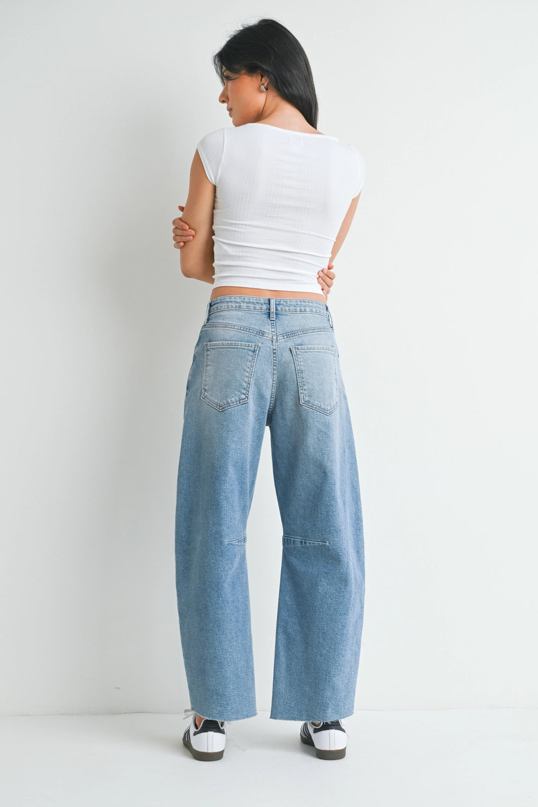 Just Black Denim Barrel Jean With Seams