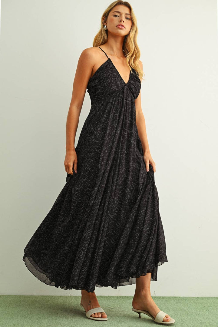 Midnight Muse Polka Dot Maxi Dress