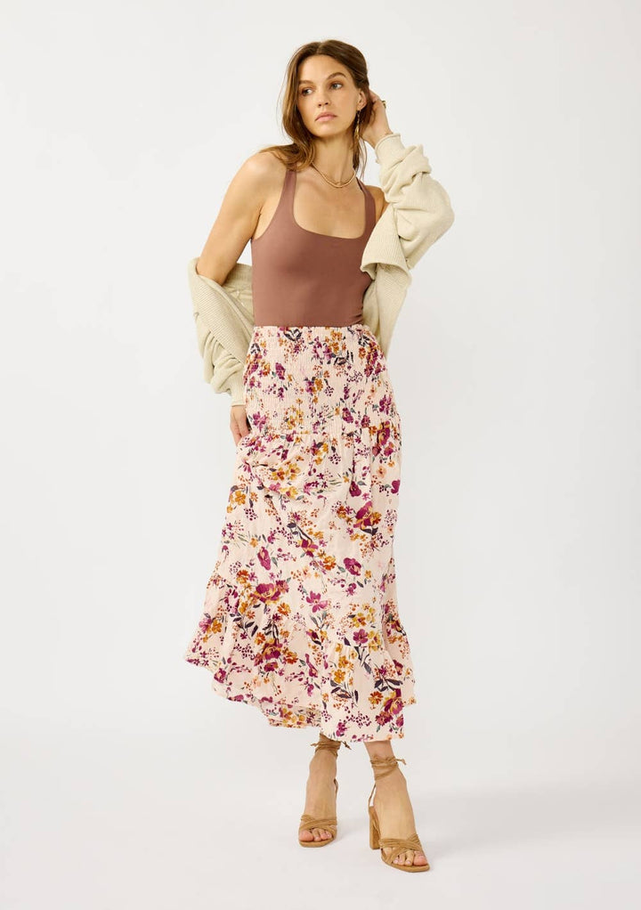 Solene Floral Convertible Smocked Waist Skirt