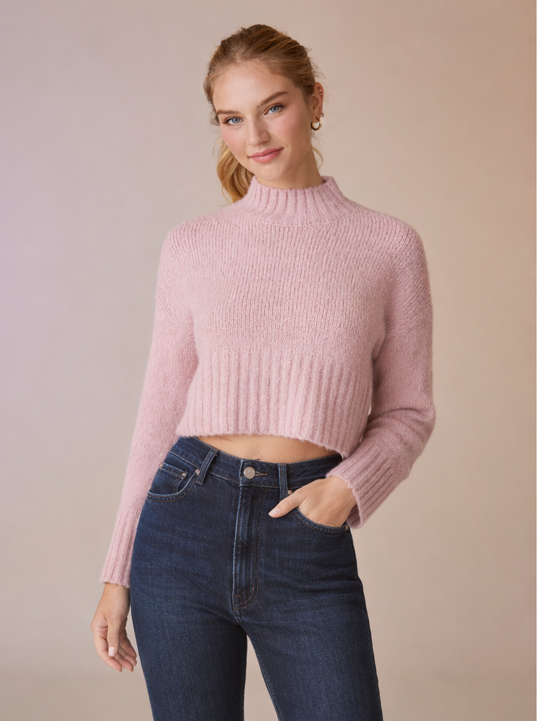 Riva Ribbed Mock Neck Top