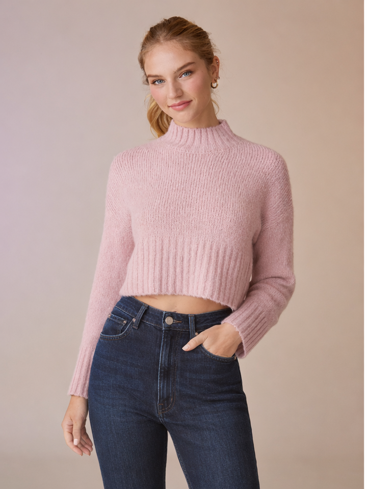 Riva Ribbed Mock Neck Top